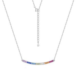 Simple Single Row Rainbow Cubic Zirconia S925 Necklace