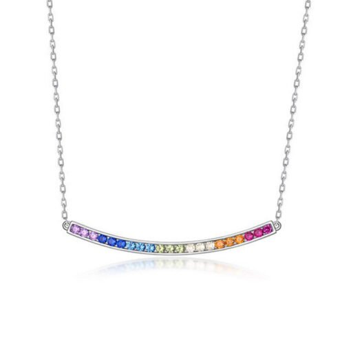 Simple Single Row Rainbow Cubic Zirconia S925 Necklace