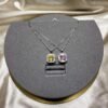 Square Halo Round Cubic Zirconia S925 Necklace