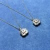 Square Halo Round Cubic Zirconia S925 Necklace