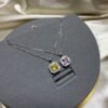 Square Halo Round Cubic Zirconia S925 Necklace