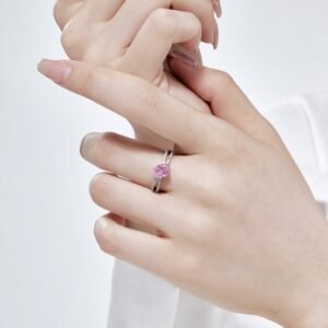 Sweet Fashion Oval Pink CZ Pave Ring in Sterling Silver