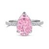 Sweet Pear Shape Pink CZ Pave Ring in Sterling Silver