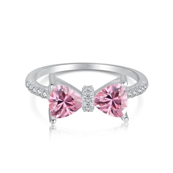 Sweet Pink Bow Tie Cubic Zirconia S925 Pave Ring