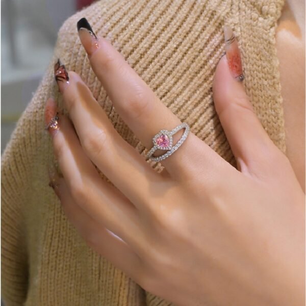 Sweet S925 Halo 5x5mm Pink Heart CZ Ring