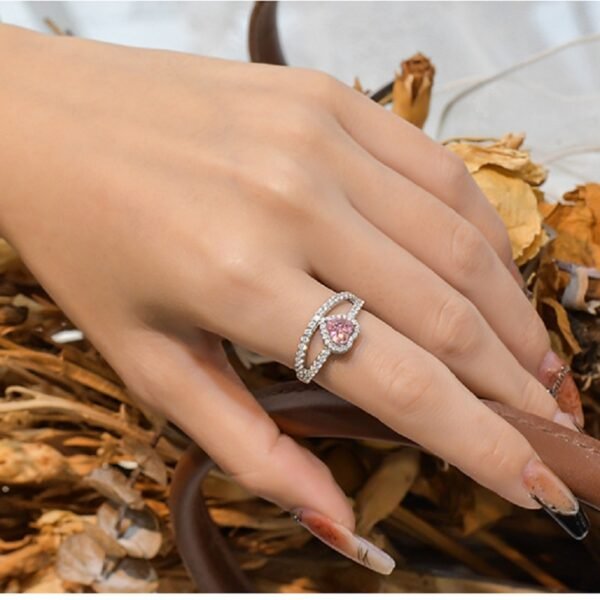 Sweet S925 Halo 5x5mm Pink Heart CZ Ring