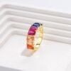 Thick Emerald Cut Rainbow Cubic Zirconia Band