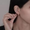 Thick Emerald Cut Rainbow Cubic Zirconia Hoop Earrings