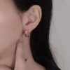 Thick Rainbow Cubic Zirconia Hoop Earrings