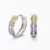 Triple Layers Rainbow Cubic Zirconia Hoop Earrings