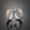 Triple Layers Rainbow Cubic Zirconia Hoop Earrings