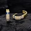 Triple Layers Rainbow Cubic Zirconia Hoop Earrings