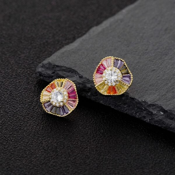 Unique Baguette Rainbow Cubic Zirconia Drop Earrings