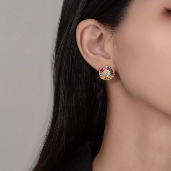 Unique Baguette Rainbow Cubic Zirconia Drop Earrings
