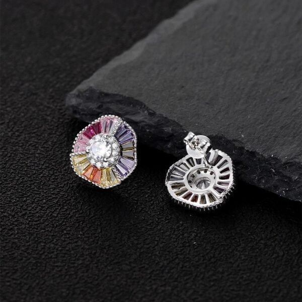 Unique Baguette Rainbow Cubic Zirconia Drop Earrings