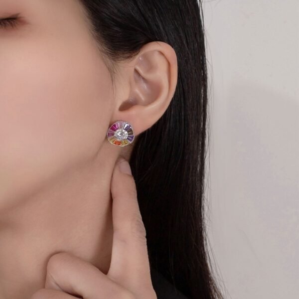 Unique Baguette Rainbow Cubic Zirconia Drop Earrings