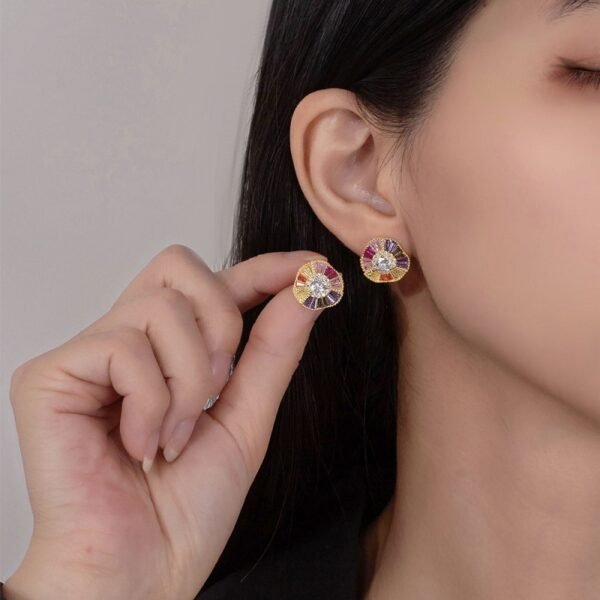 Unique Baguette Rainbow Cubic Zirconia Drop Earrings