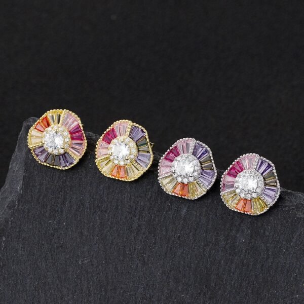 Unique Baguette Rainbow Cubic Zirconia Drop Earrings