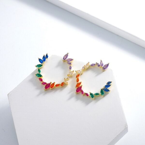 Unique Marquise Cut Rainbow Cubic Zirconia Drop Earrings