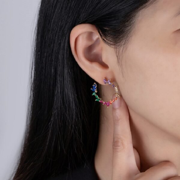 Unique Marquise Cut Rainbow Cubic Zirconia Drop Earrings