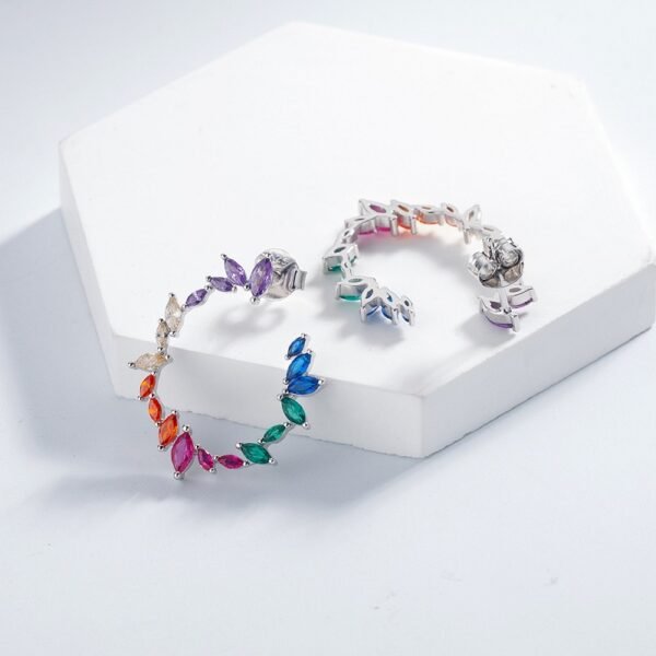 Unique Marquise Cut Rainbow Cubic Zirconia Drop Earrings