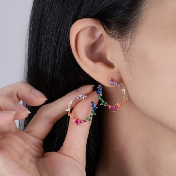 Unique Marquise Cut Rainbow Cubic Zirconia Drop Earrings