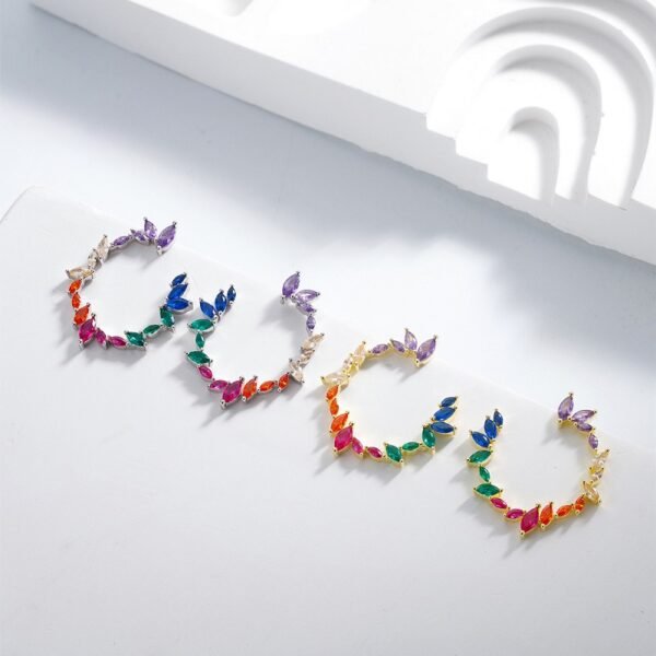 Unique Marquise Cut Rainbow Cubic Zirconia Drop Earrings