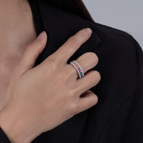 Unique Pear Shaped Rainbow Cubic Zirconia Ring