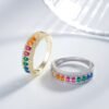 Unique Pear Shaped Rainbow Cubic Zirconia Ring