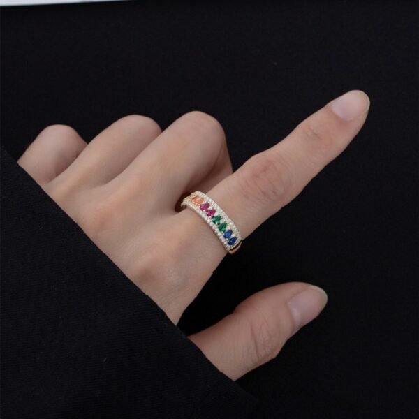 Unique Pear Shaped Rainbow Cubic Zirconia Ring