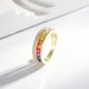 Unique Princess Cut Rainbow Cubic Zirconia Ring
