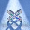 Unique Rainbow Cubic Zirconia Cross Band