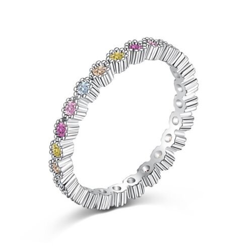 Unique Rainbow Cubic Zirconia Eternity Band