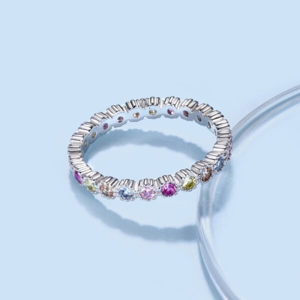 Unique Rainbow Cubic Zirconia Eternity Band