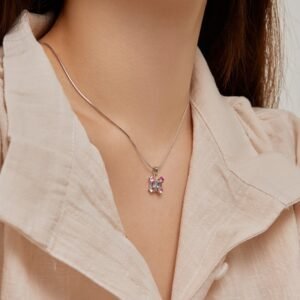 Unique Rainbow Cubic Zirconia Pendant Necklace