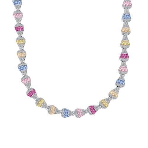 Unique Rainbow Cubic Zirconia Tennis Necklace