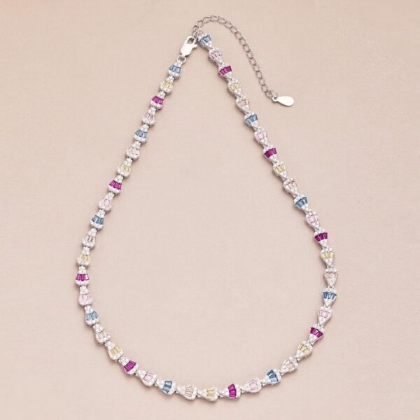 Unique Rainbow Cubic Zirconia Tennis Necklace