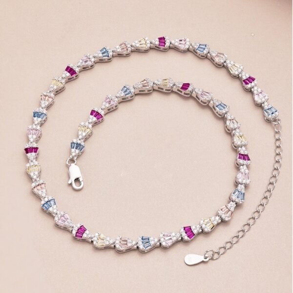 Unique Rainbow Cubic Zirconia Tennis Necklace