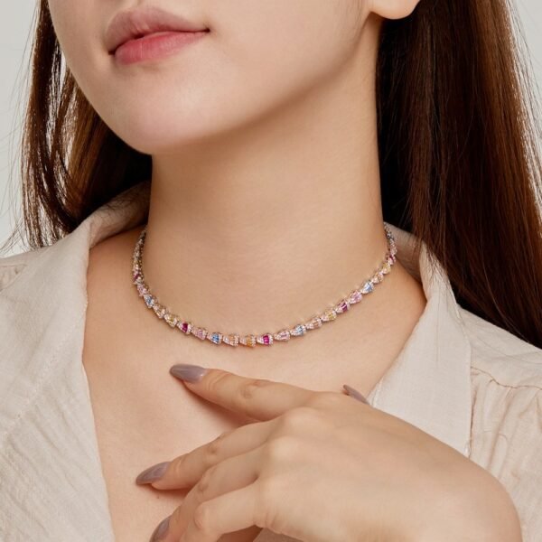 Unique Rainbow Cubic Zirconia Tennis Necklace