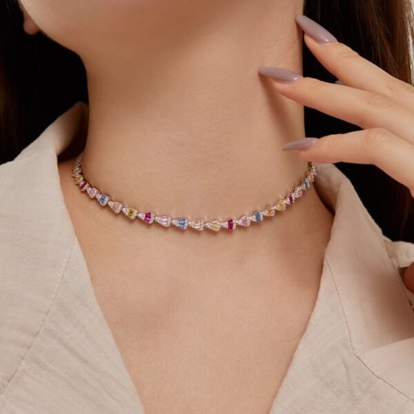 Unique Rainbow Cubic Zirconia Tennis Necklace