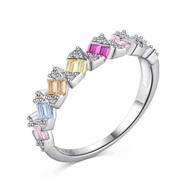 Vibrant Emerald Cut Rainbow Cubic Zirconia Ring