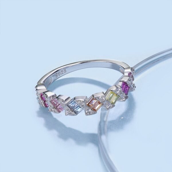 Vibrant Emerald Cut Rainbow Cubic Zirconia Ring