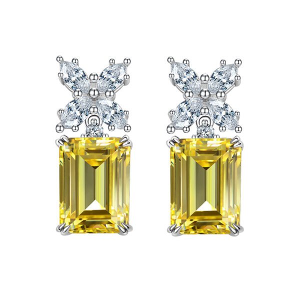 Vintage Emerald Cut Created Gemstone S925 Drop Earrings