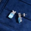 Vintage Emerald Cut Created Gemstone S925 Drop Earrings
