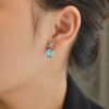 Vintage Emerald Cut Created Gemstone S925 Drop Earrings