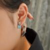 Vintage Emerald Cut Created Gemstone S925 Drop Earrings