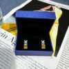 Vintage Emerald Cut Created Gemstone S925 Drop Earrings