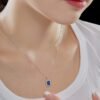 Vintage Rectangle Luxury Jewelry S925 Silver Necklace