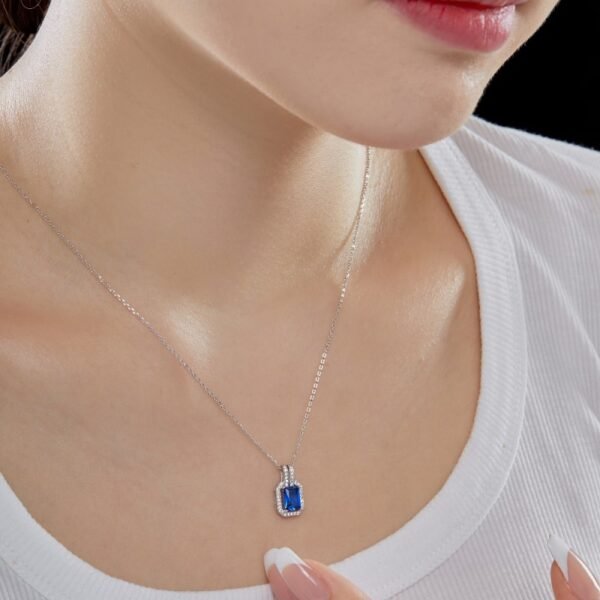 Vintage Rectangle Luxury Jewelry S925 Silver Necklace