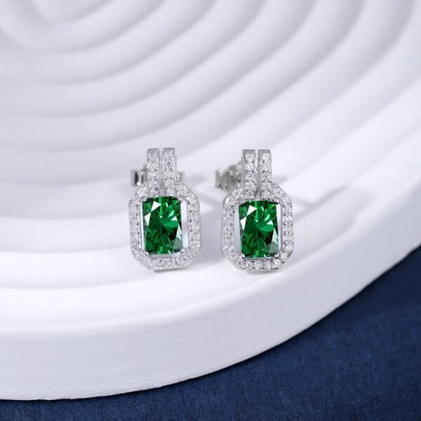 Vintage Rectangle Luxury Jewelry S925 Silver Stud Earring